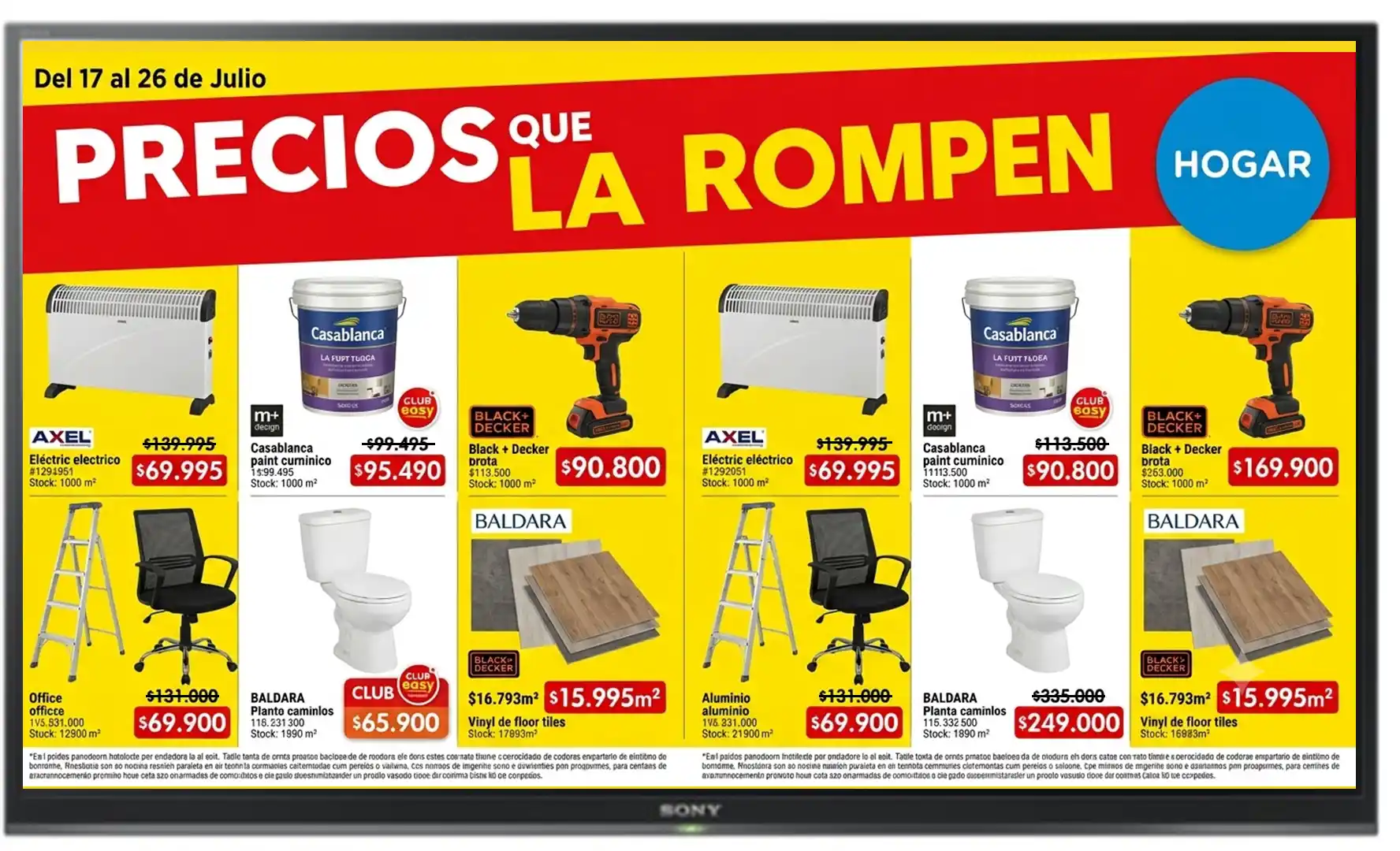 Pantalla mostrando un catálogo de ofertas