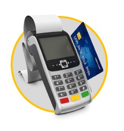 Terminal de pago procesando una venta