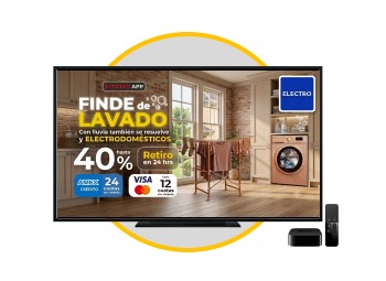 Televisor mostrando una promoción de electrodomésticos